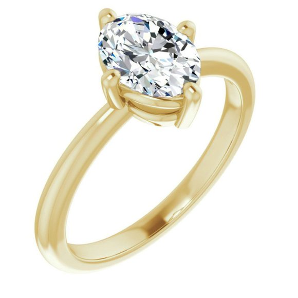 4.0Carat -11x9mm Kite-Set Oval Moissanite Solitaire Ring - Picture 15 of 15